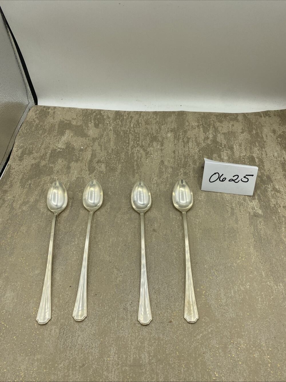 Vintage Oneida Hotel Plate Silver Plate Set of 4 Iced Tea Spoons Art Deco Style